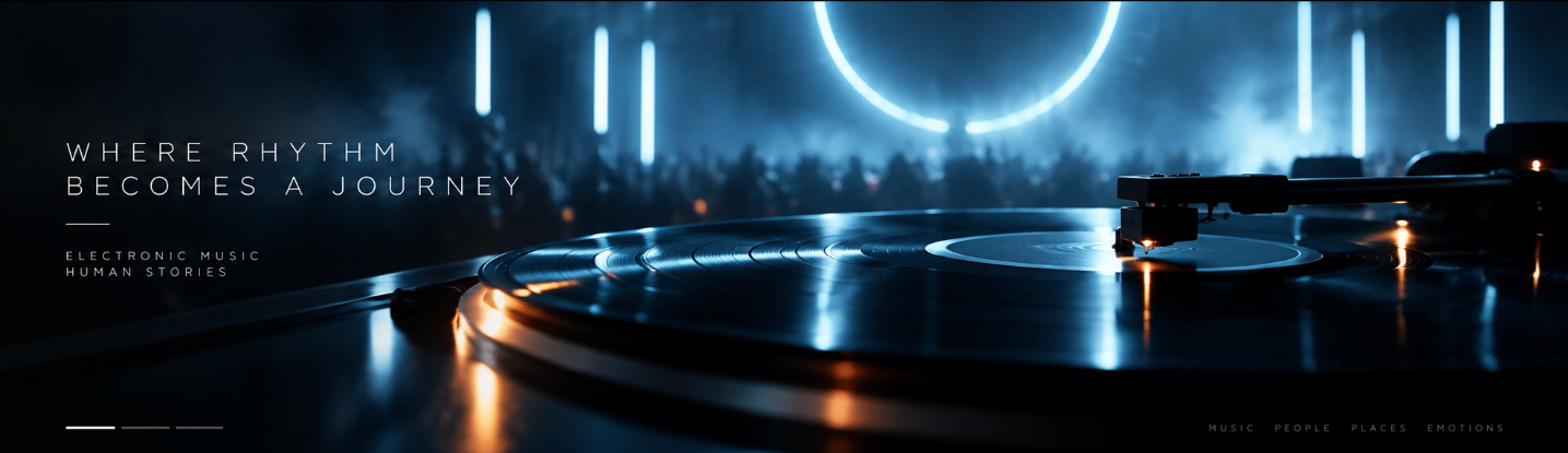 Vinyl record playing in a blue-lit electronic music venue